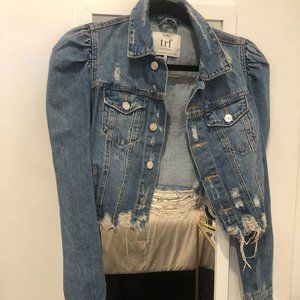 Distressed denim cropped top